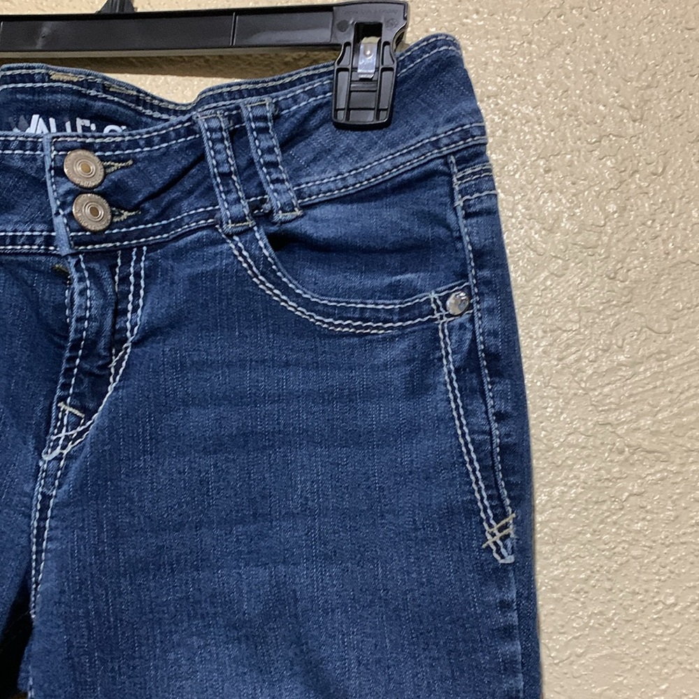 Wallflower Jeans 7 Reg Jr Blue Stretchy Bootcut Embroidered Back Flap Pockets - Picture 6 of 15